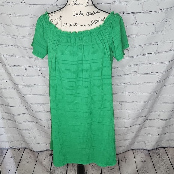 Shein Green Off Shoulder Mini Dress Size Large (8-10) - Picture 1 of 7